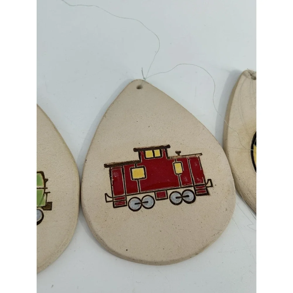Vintage Handmade Ceramic Railroad Train Wind chime Decoration READ